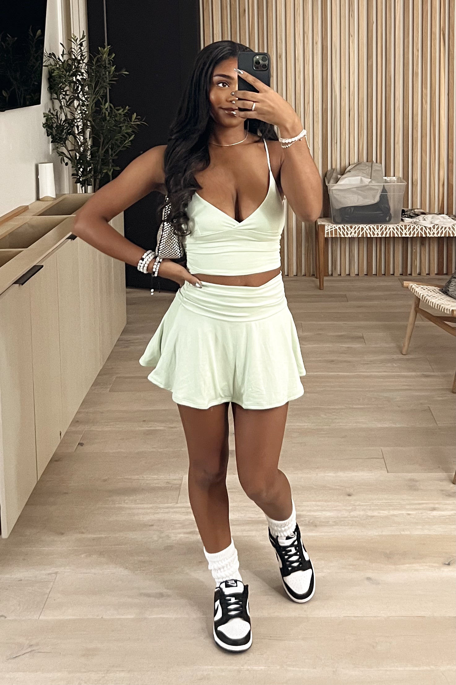 Lala Tennis Skirt Set (Sage Green)