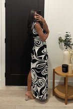 Load image into Gallery viewer, Julissa Slit Maxi Dress (Black/White Marble)