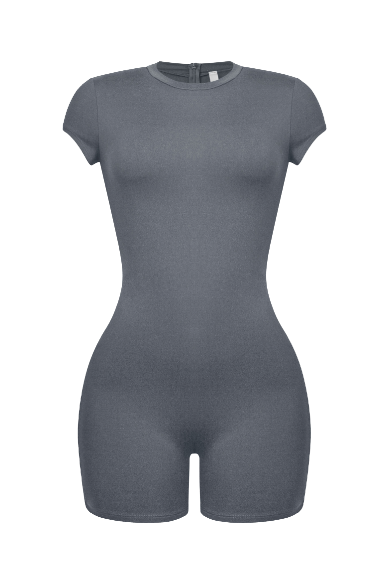 Ronny Round Neck Romper (Charcoal Grey)