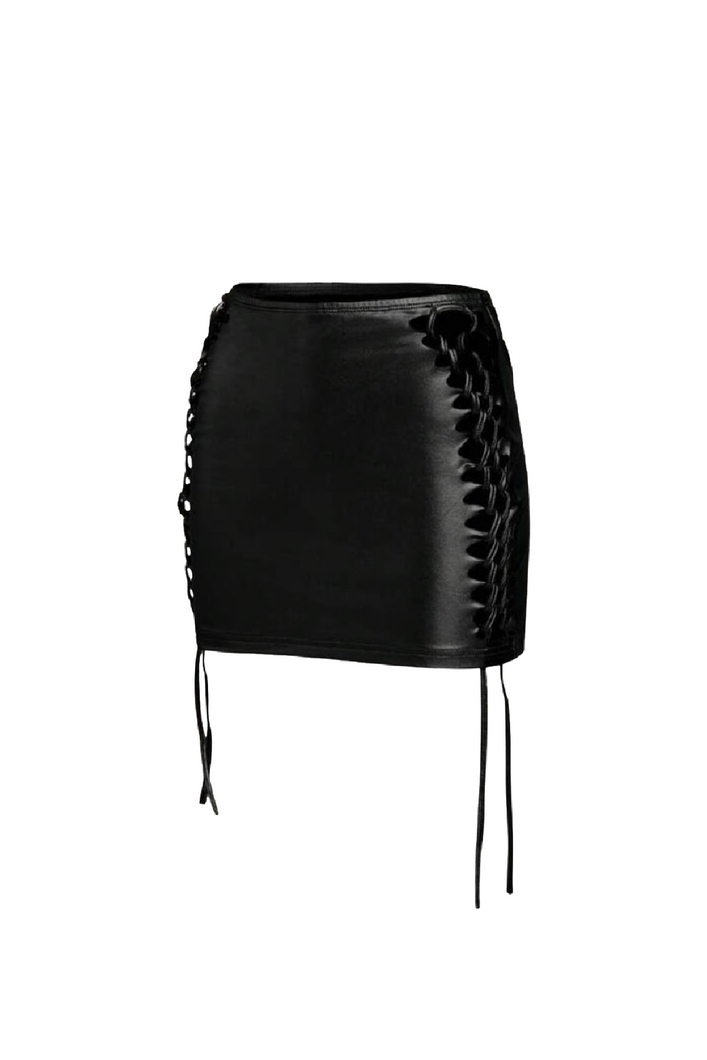 Aria Braided Mini Skirt (Black)