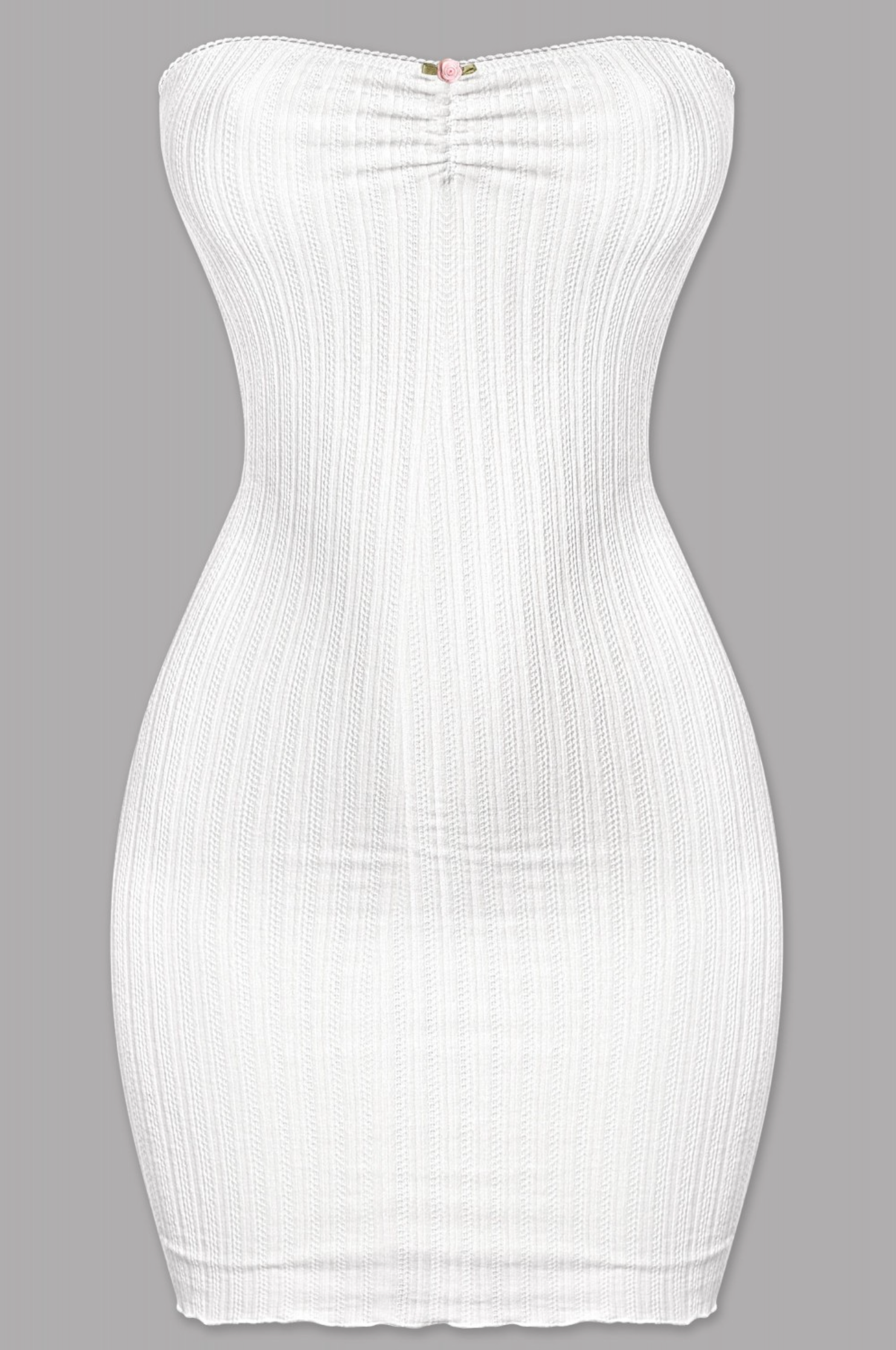 Keli Ribbed Tube Dress (White)
