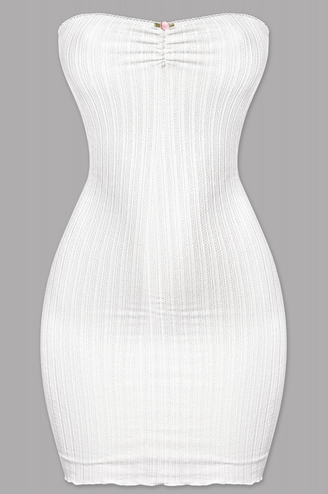 Keli Ribbed Tube Dress (White)