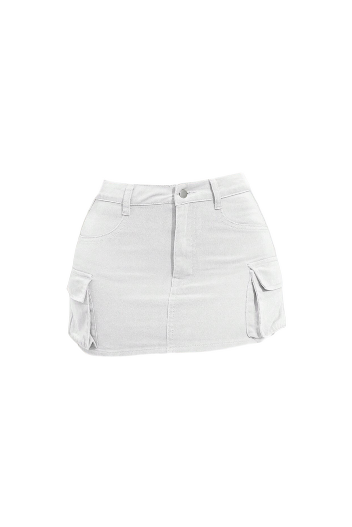 Raisa Cargo Mini Skirt (White)
