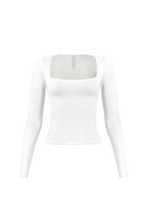 Load image into Gallery viewer, Cassie Long Sleeve Scoop Neck Top (White)