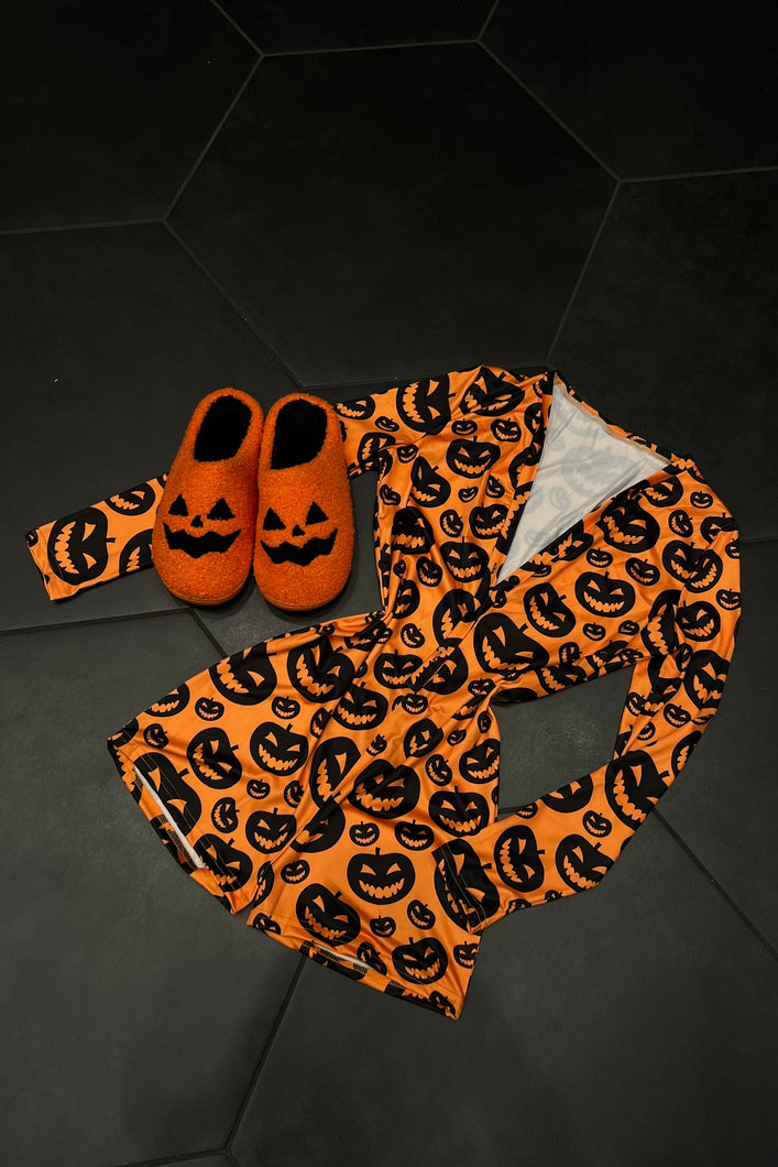 Halloween Pumpkin PJ Romper (Orange) #3068