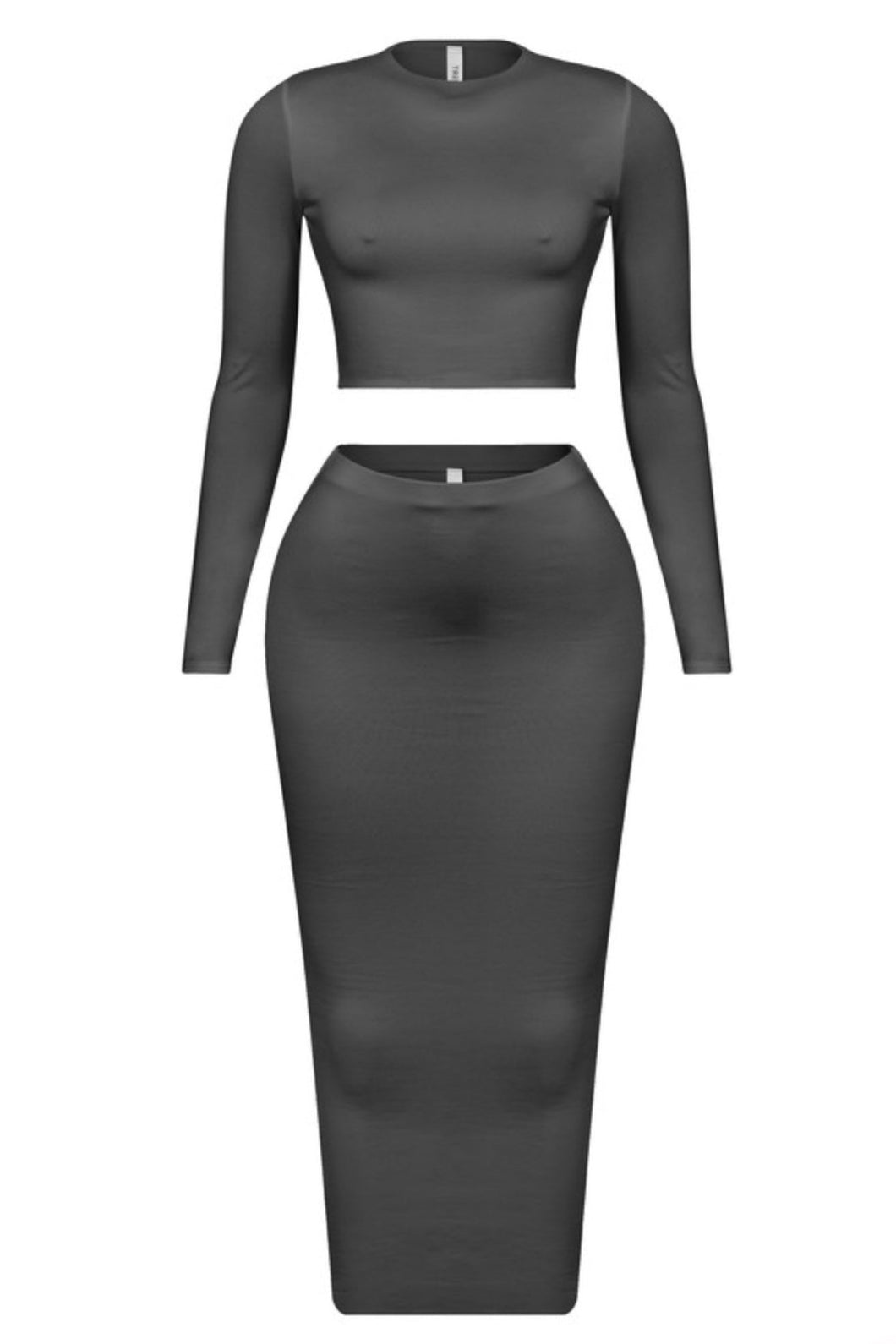 Harlin Long Sleeve Maxi Skirt Set (Black)
