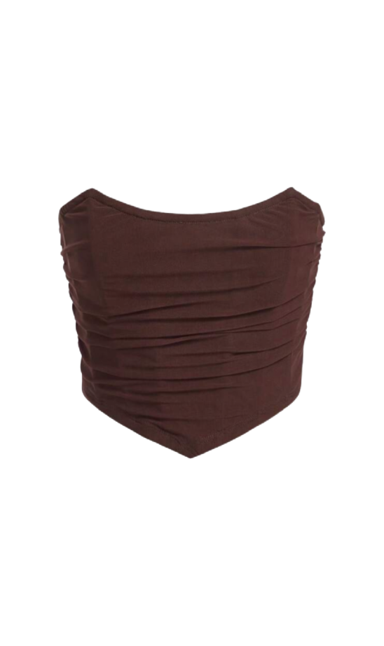 Emmy Ruched Corset Top (Chocolate Brown)