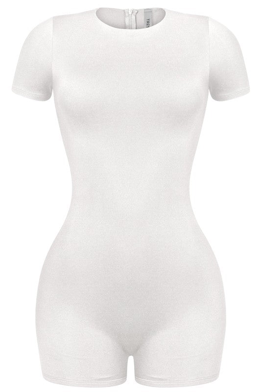 Jaxx Super Soft Round Neck Romper (White)