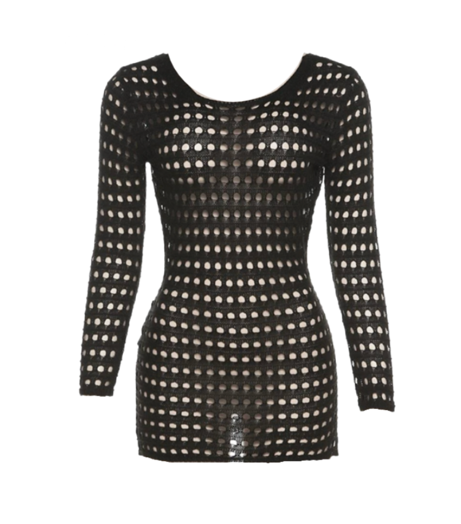 Punta Cana L/S Cover Up Dress (Black)