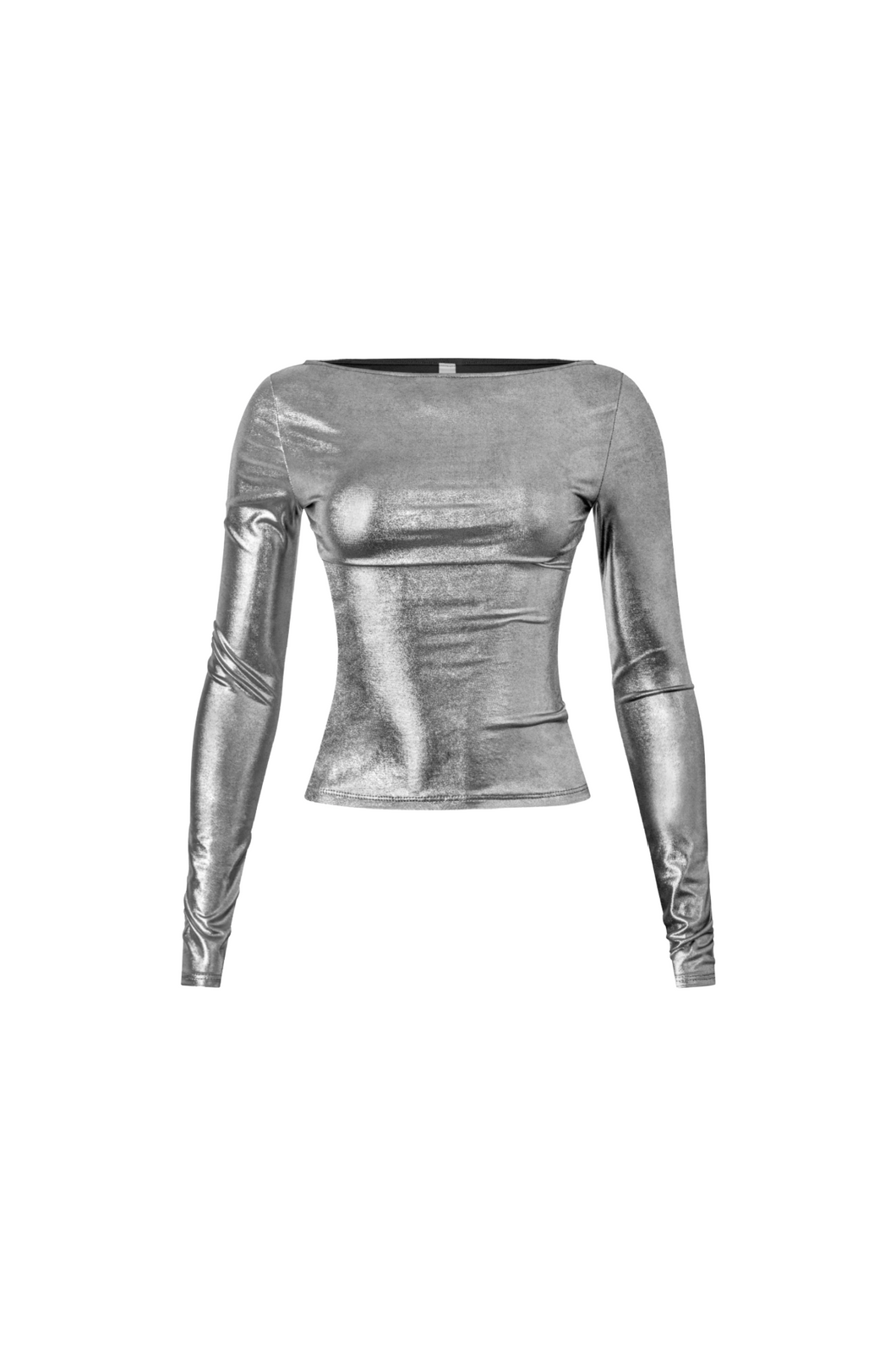 Elias Metallic Long Sleeve Top (Silver)