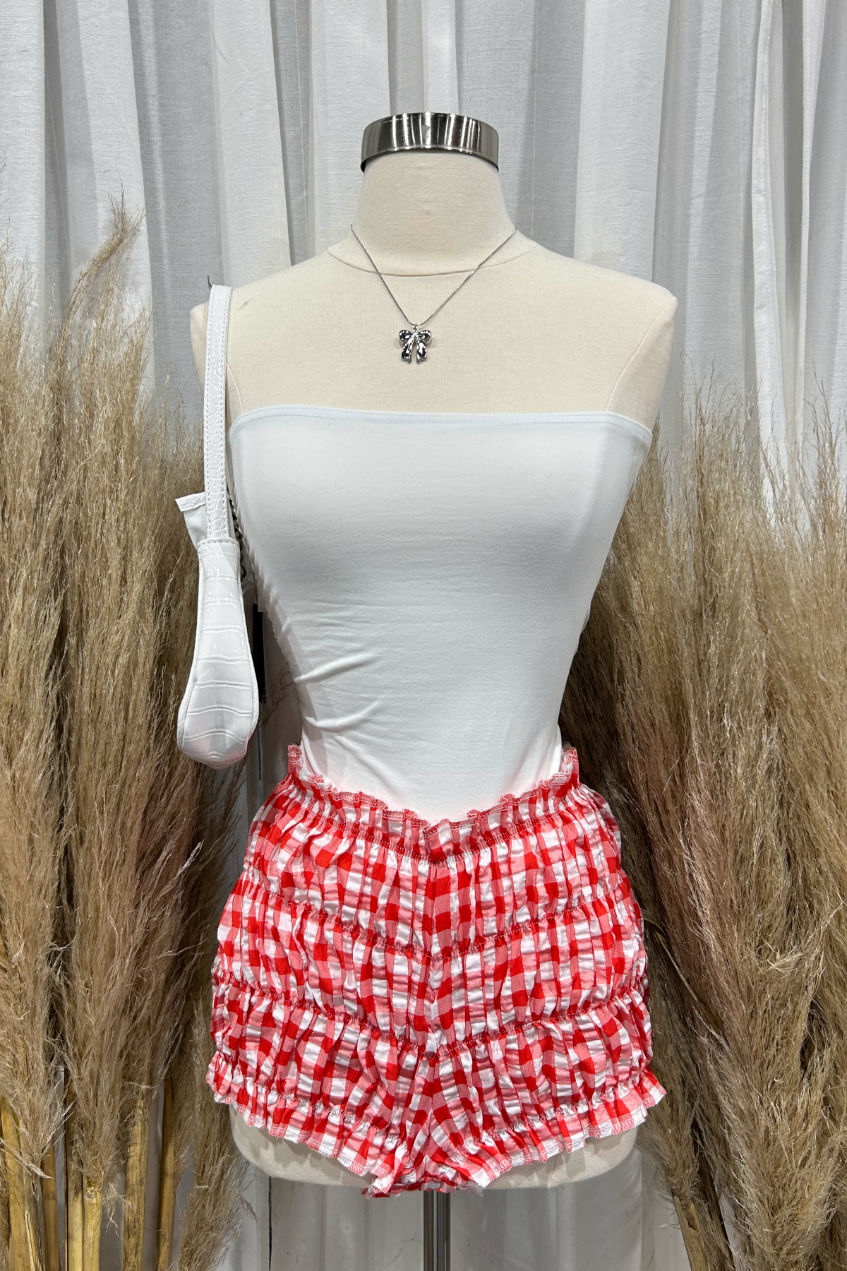 Georgia Plaid Shorts (Red/White)