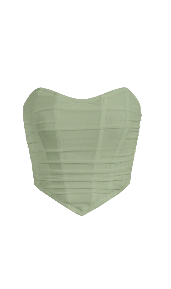 Emmy Ruched Corset Top (Sage Green)