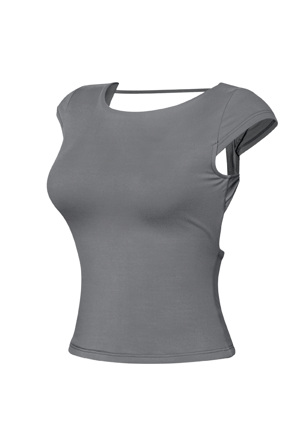 Karina Open Back Basic Crop Top (Charcoal Grey)
