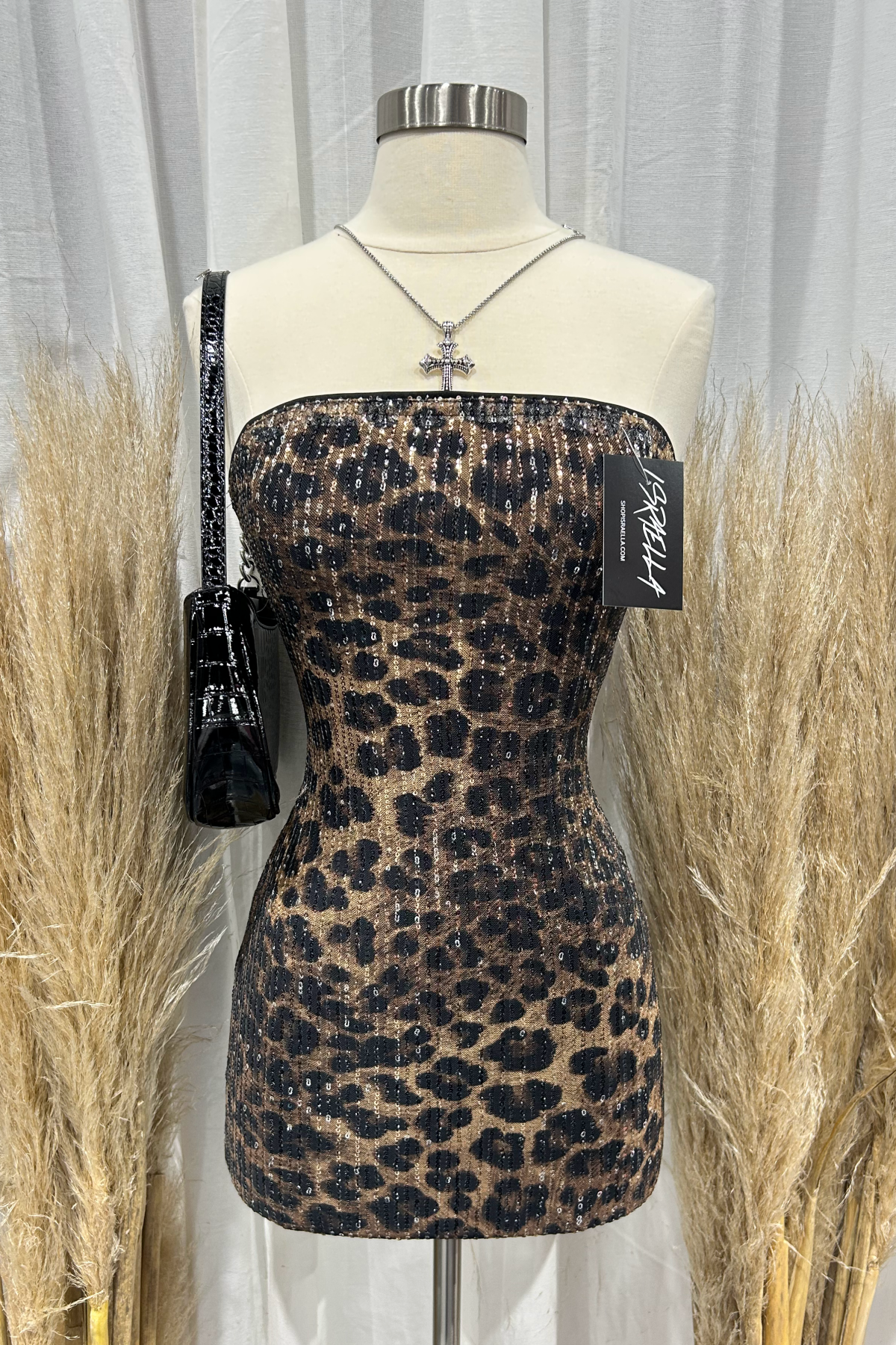 Jay Sparkle Mini Dress (Black Leopard)