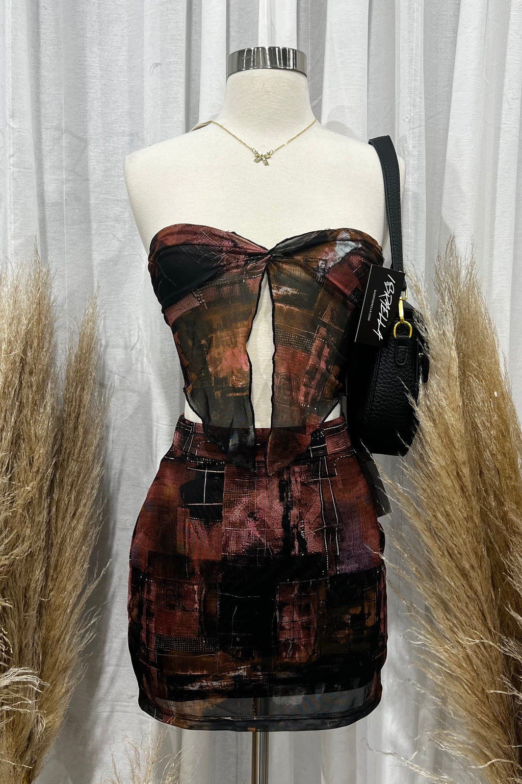 Bijou Mesh Skirt Set (Black Multi)