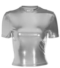 Load image into Gallery viewer, Stacy Metallic Crop Top (Silver)