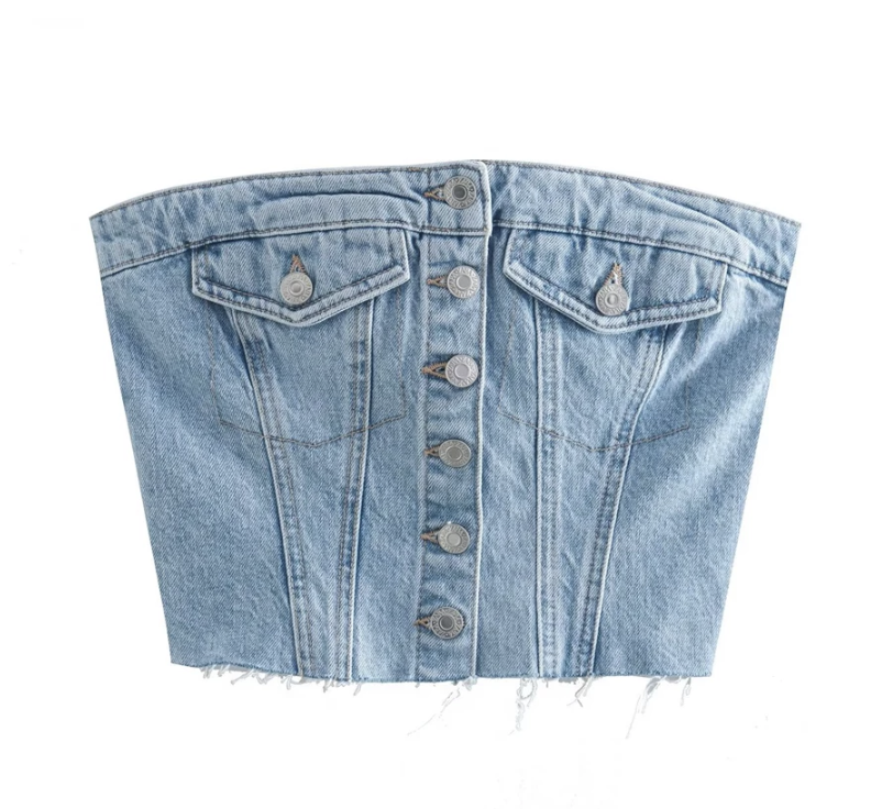 Billie Jean Crop Top (Blue Denim)