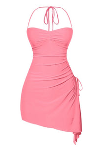 Cher Asymmetrical Mini Dress (Coral Pink)