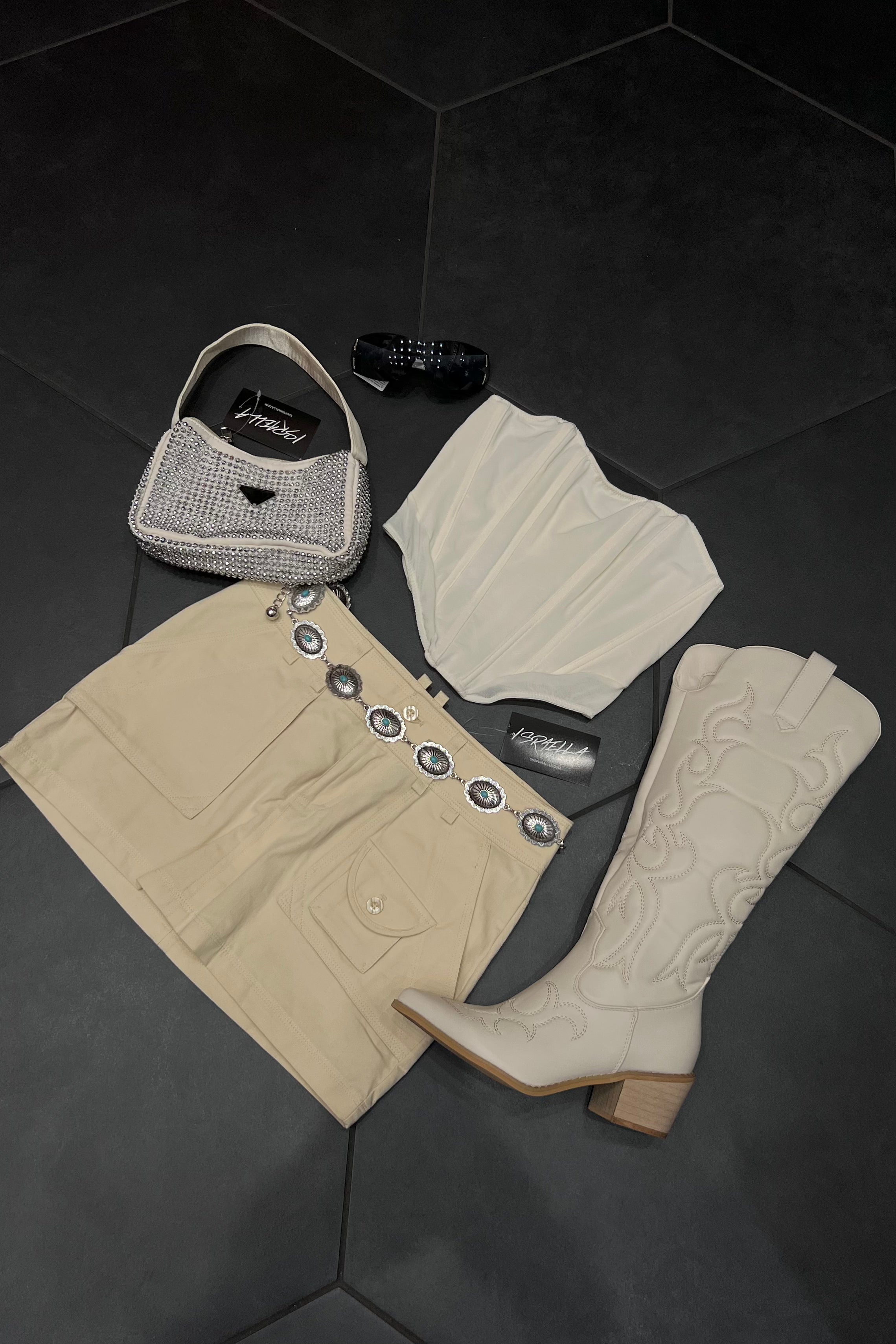 Renee Cargo Mini Skirt (Cream)