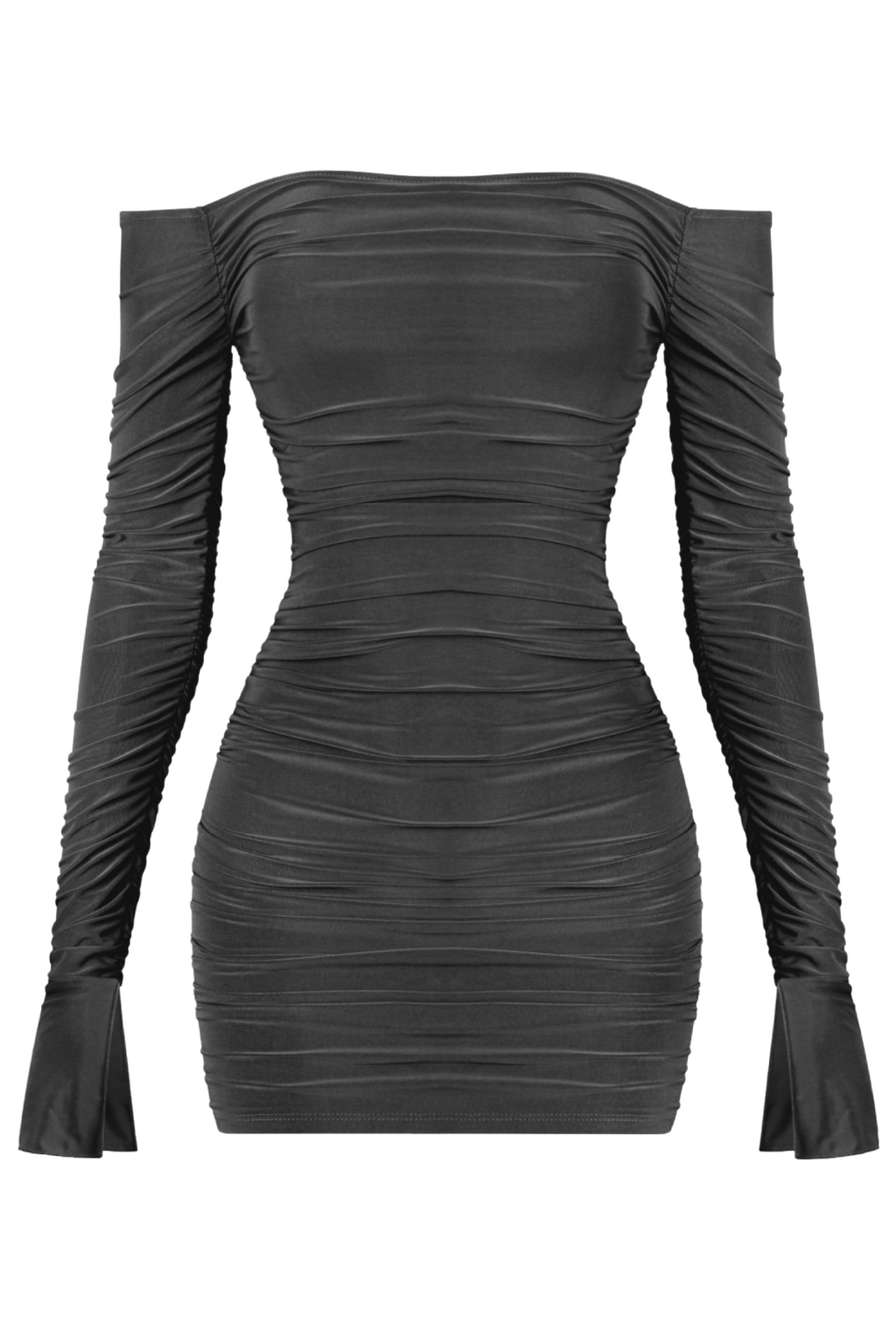 Vivienne L/S Ruched Dress (Black)