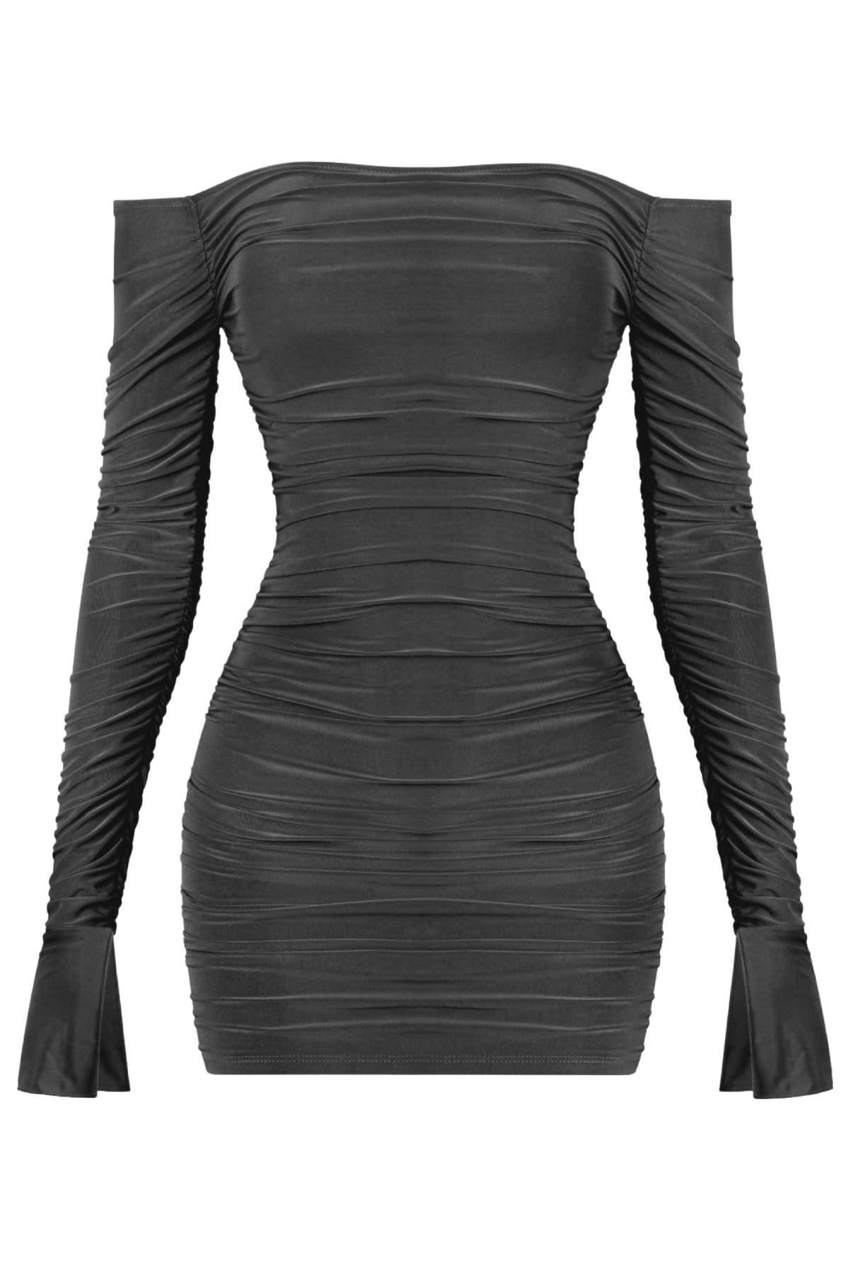 Vivienne L/S Ruched Dress (Black)