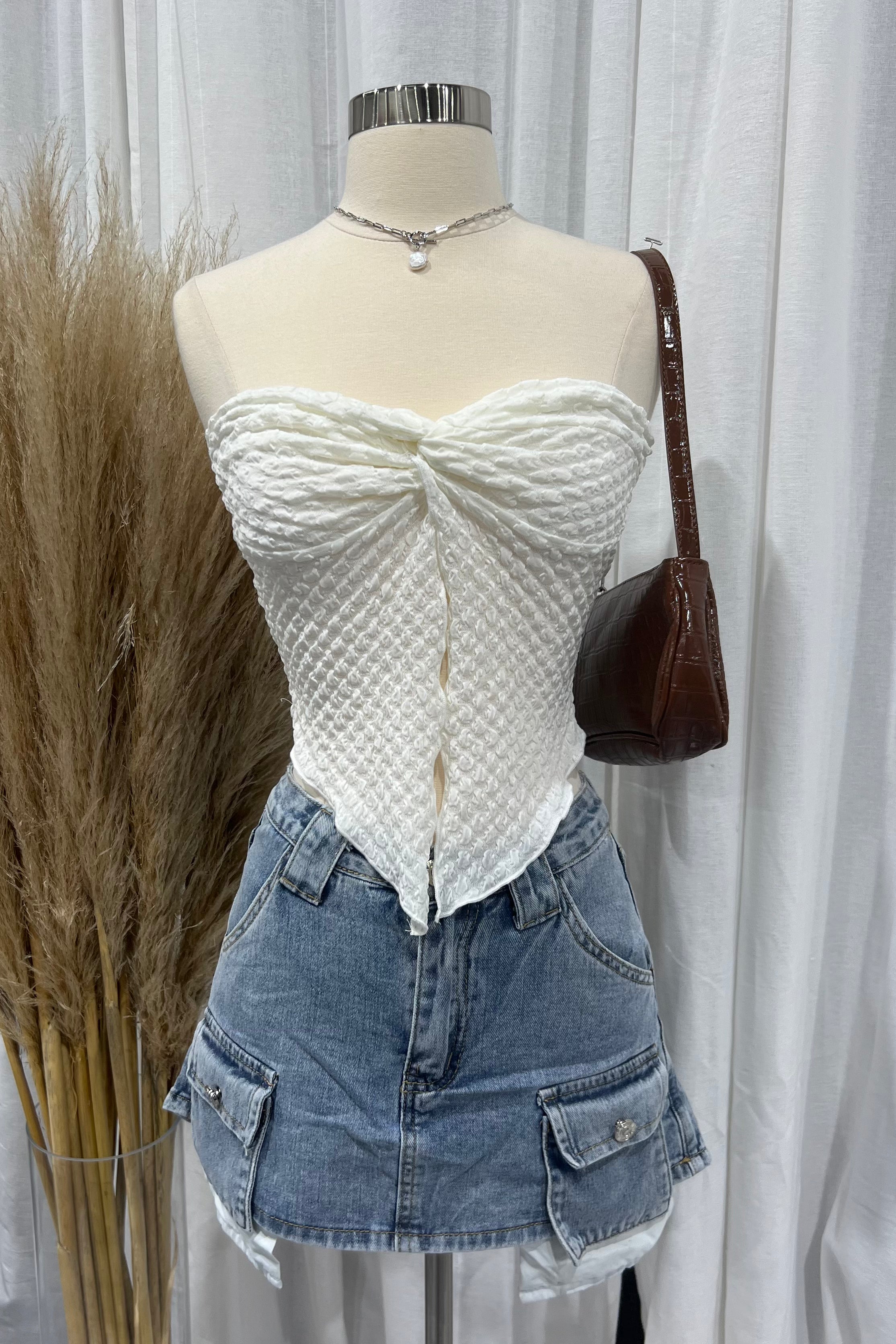 Simone Twist Tube Top (Cream White) #1918