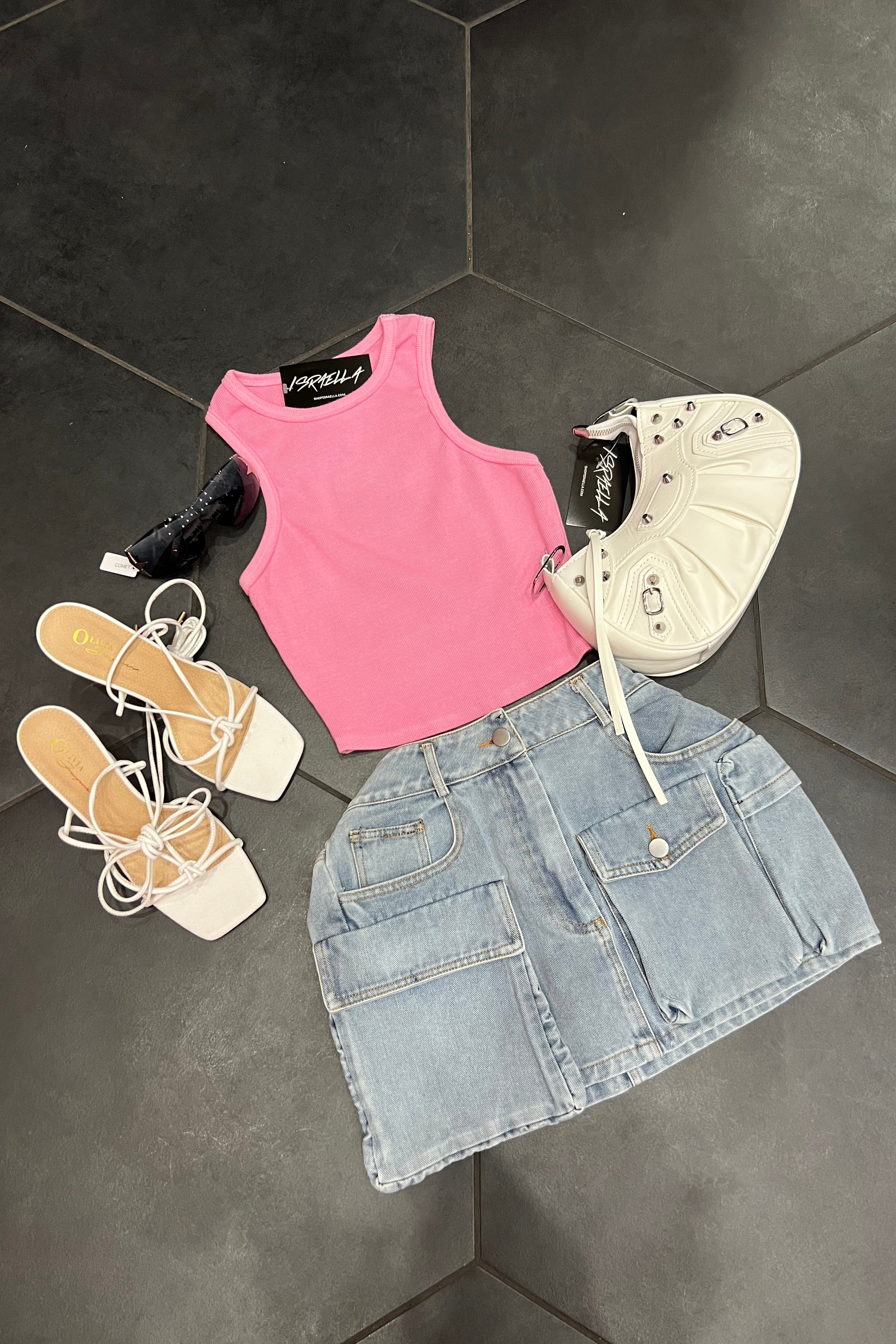 Skim Ribbed Tank Top (Pink) #1995
