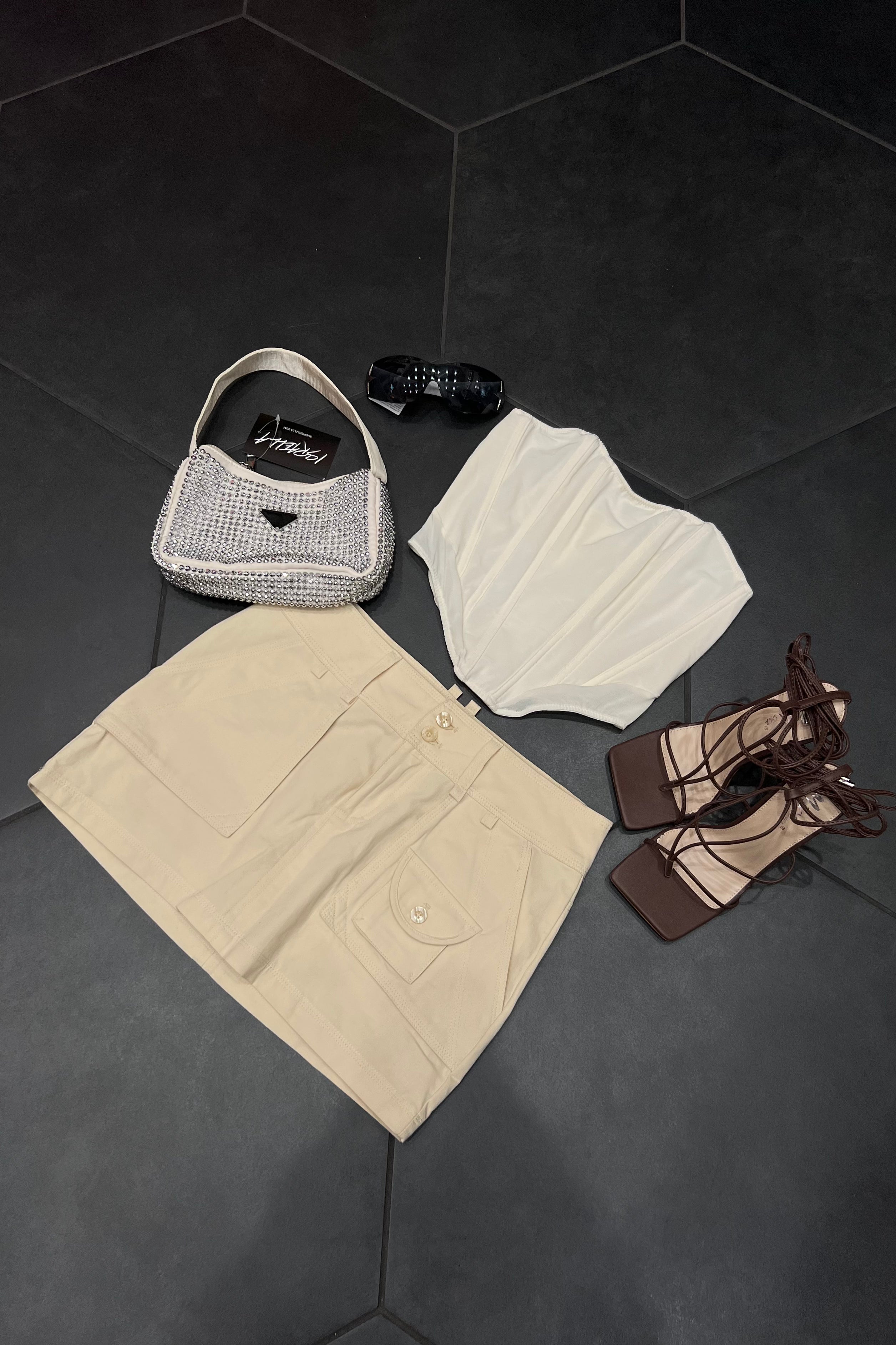 Renee Cargo Mini Skirt (Cream)