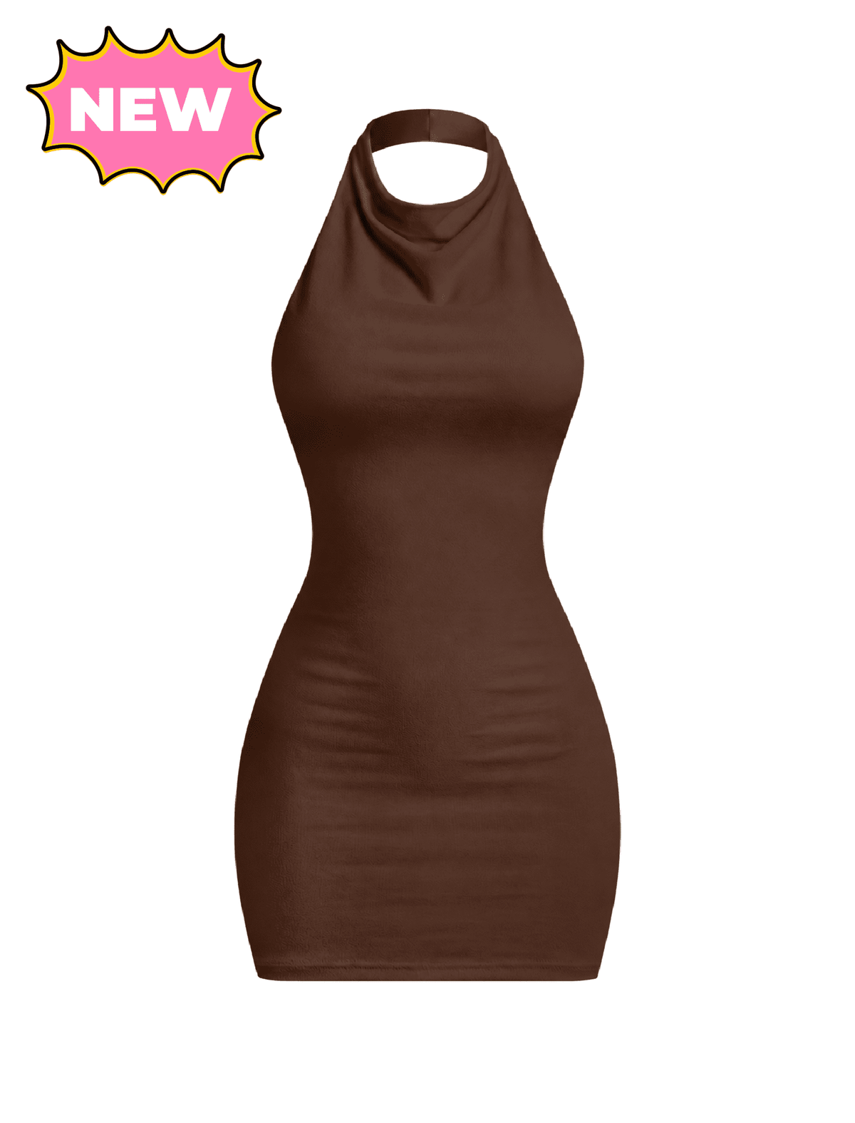 Esme Halter Mini Dress (Brown)