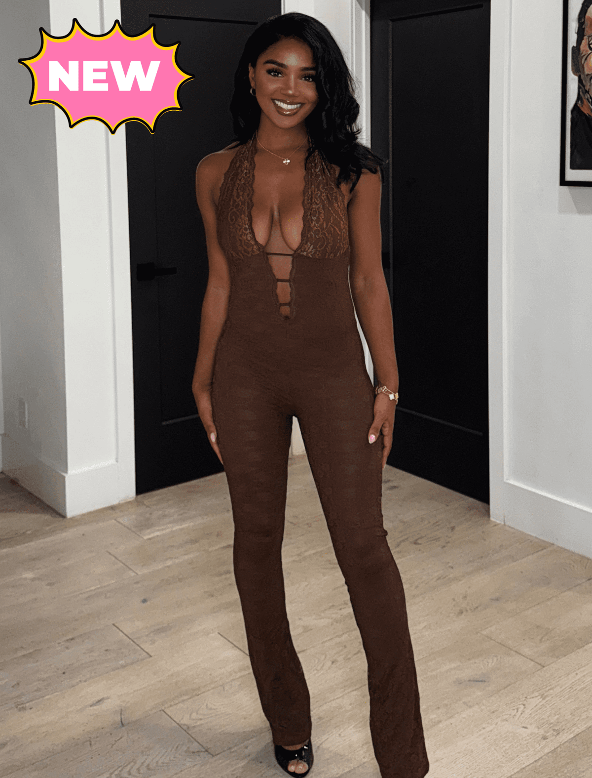 Novalee Halter Jumpsuit (Brown)