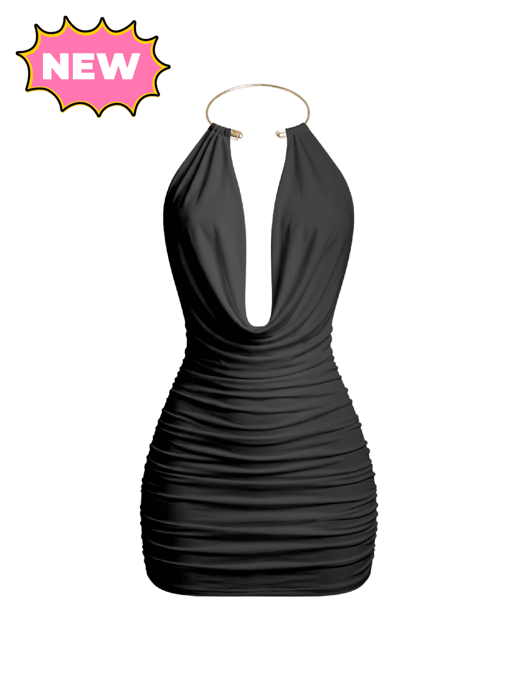 Viviana Halter Mini Dress (Black)