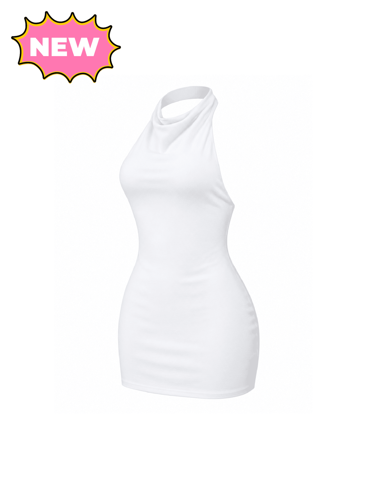 Esme Halter Mini Dress (White)