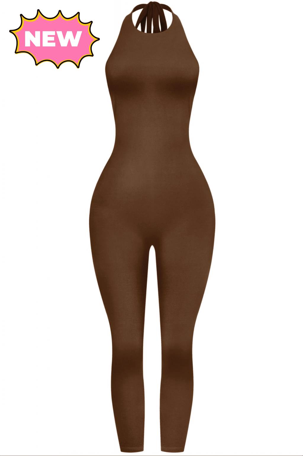 Yasmin Halter Jumpsuit (Brown)