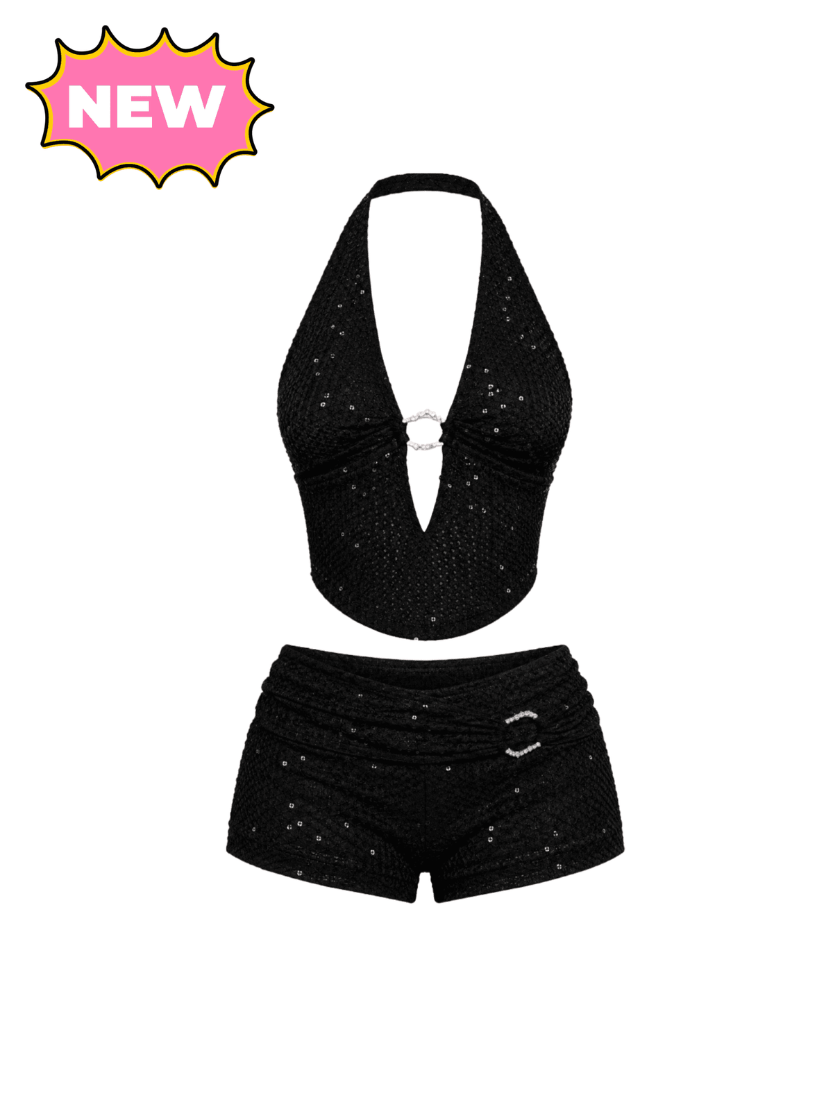 Katrina Halter Short Set (Black)