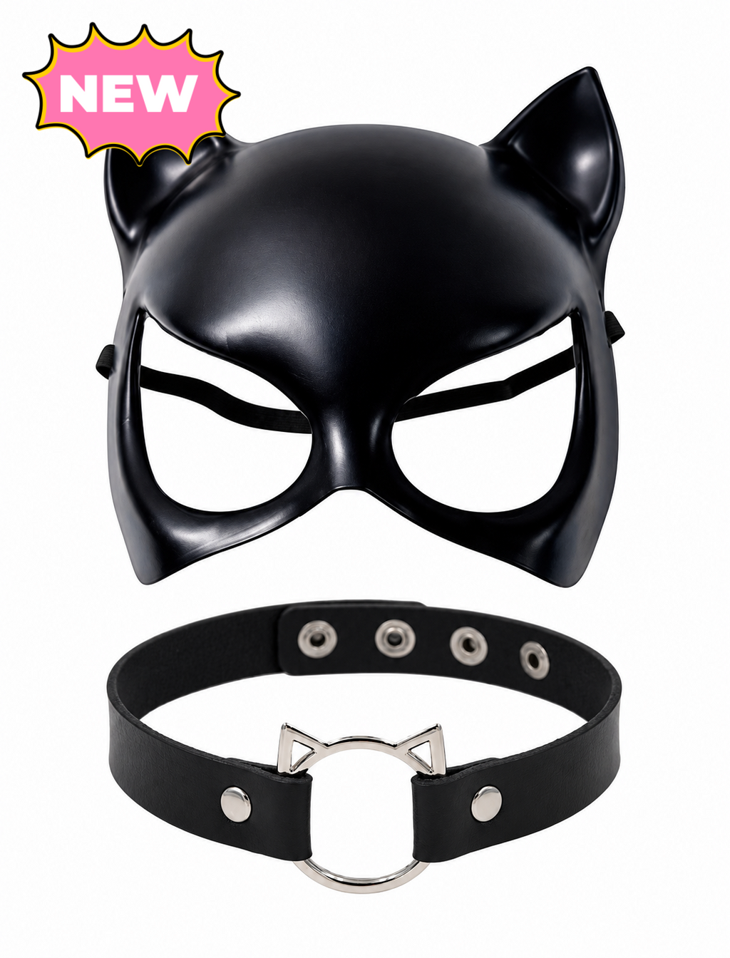 Cat Woman Mask and Choker (Black)