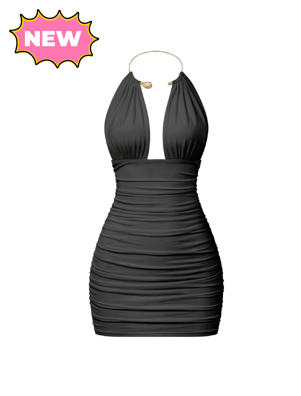 Kayomi Halter Mini Dress (Black)