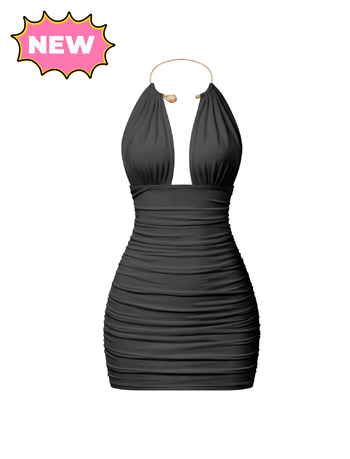 Kayomi Halter Mini Dress (Black)