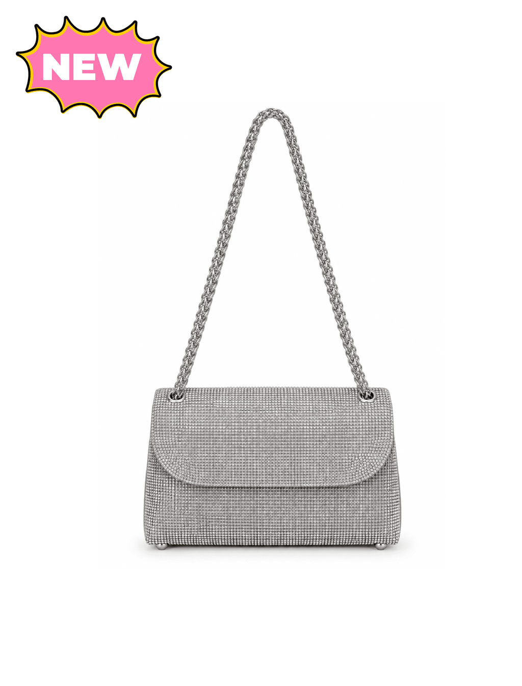 Mante Rhinestone Shoulder Bag (Silver)