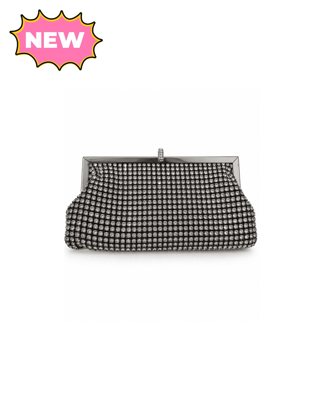 Haus Rhinestone Clutch (Silver/Black)