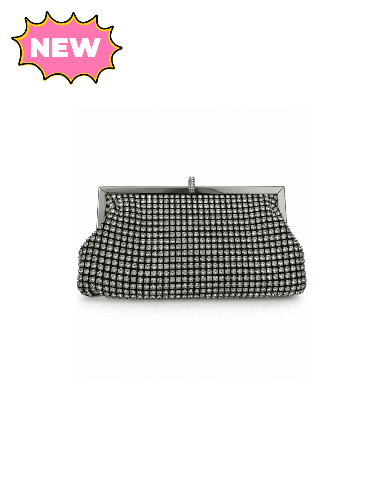 Haus Rhinestone Clutch (Silver/Black)