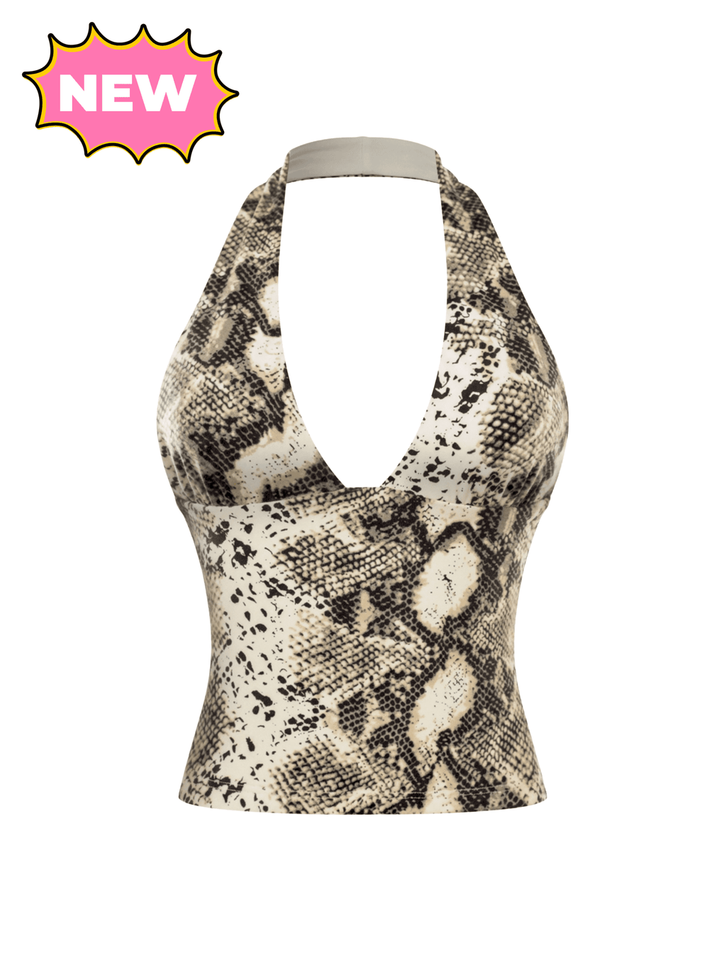 Nicole Halter Top (Snake Print/ Ivory)