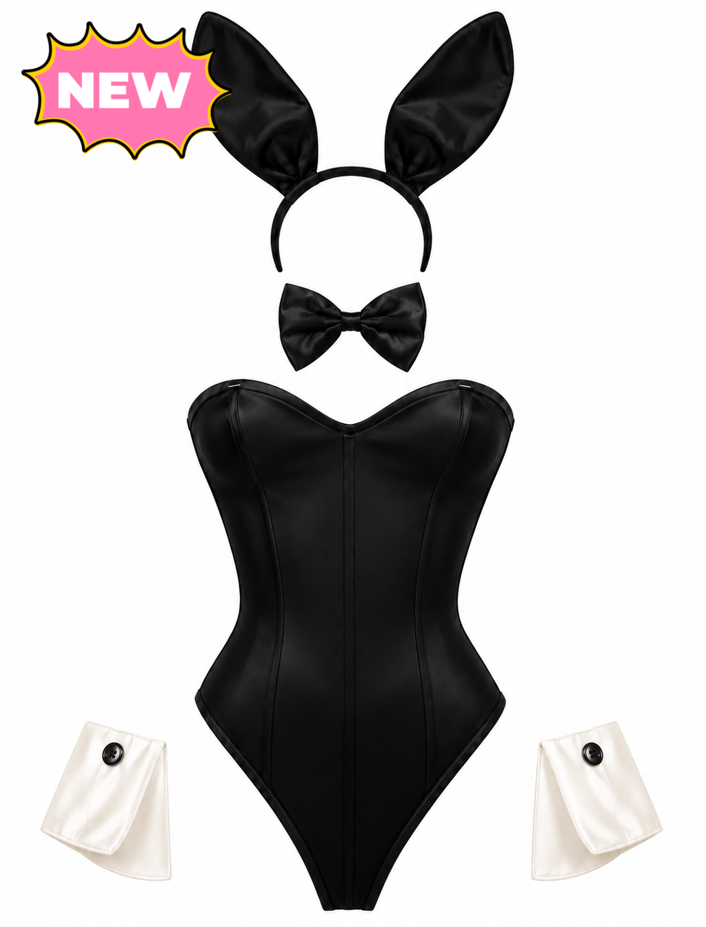 Playboy Bunny Costume Bodysuit w/ Accessories (Black)