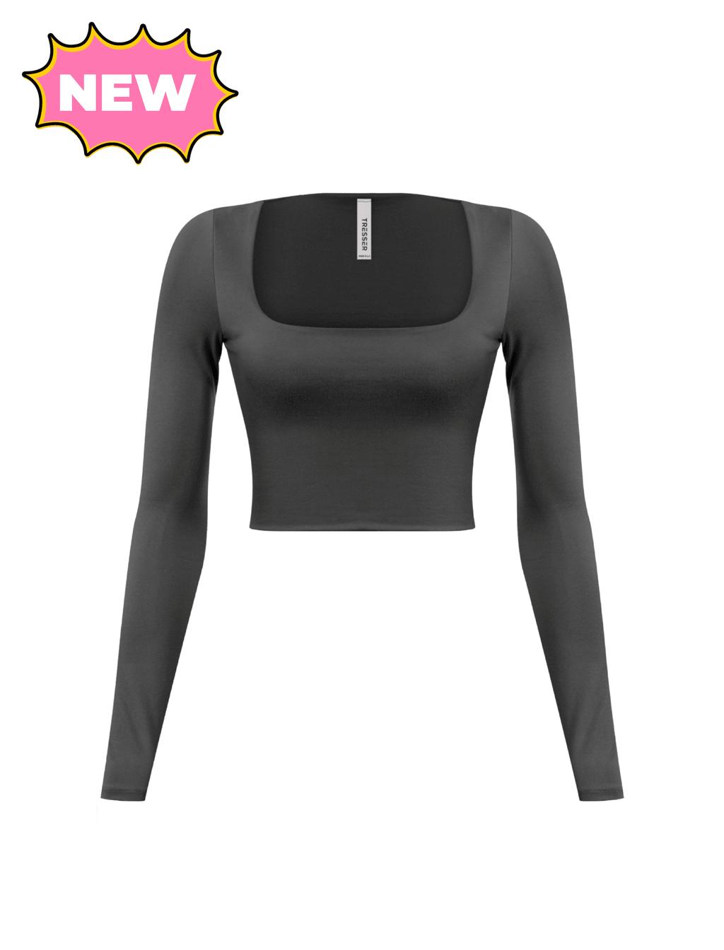 Lanna Square Neck Long Sleeve Top (Black)