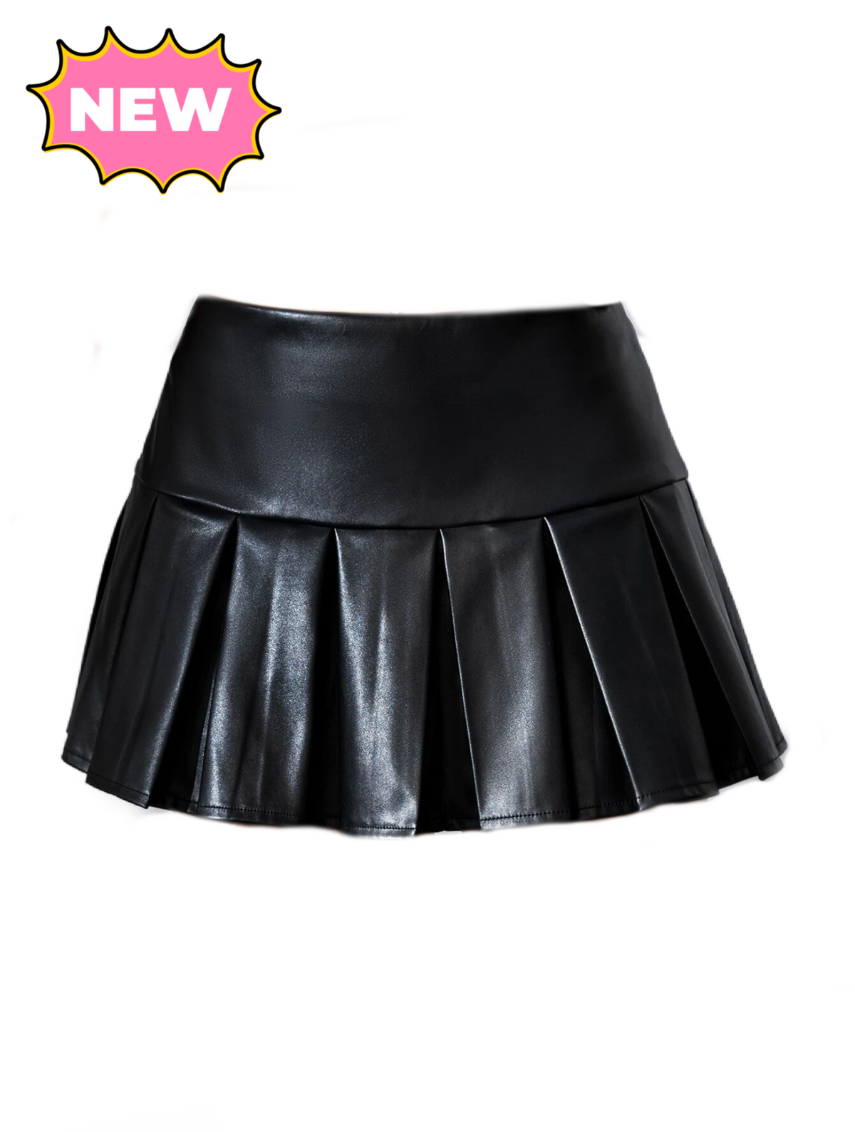 Killz Leather Pleated Mini Skirt (Black)
