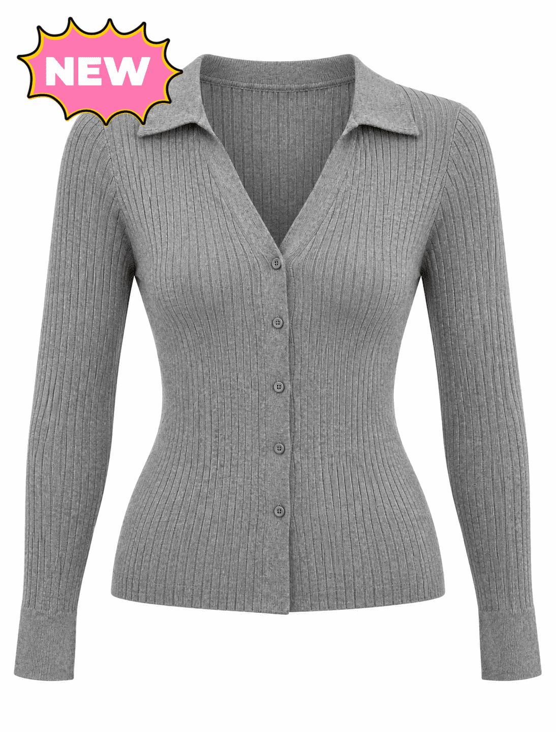 Manda Button Up Long Sleeve Top (Dark Grey)