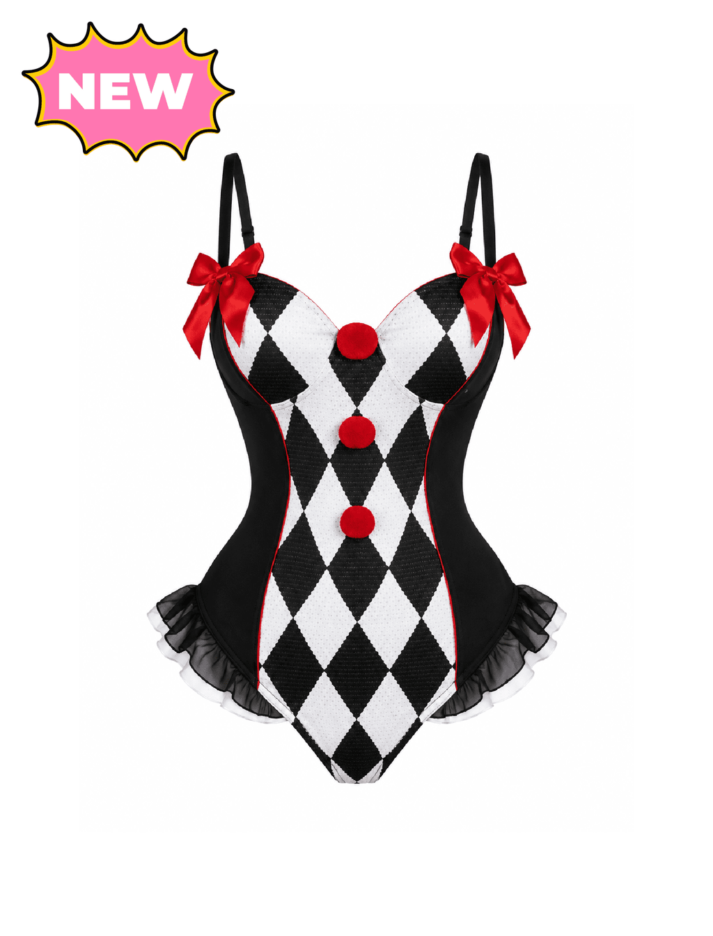 Circus Clown Costume (Black/White Multi)