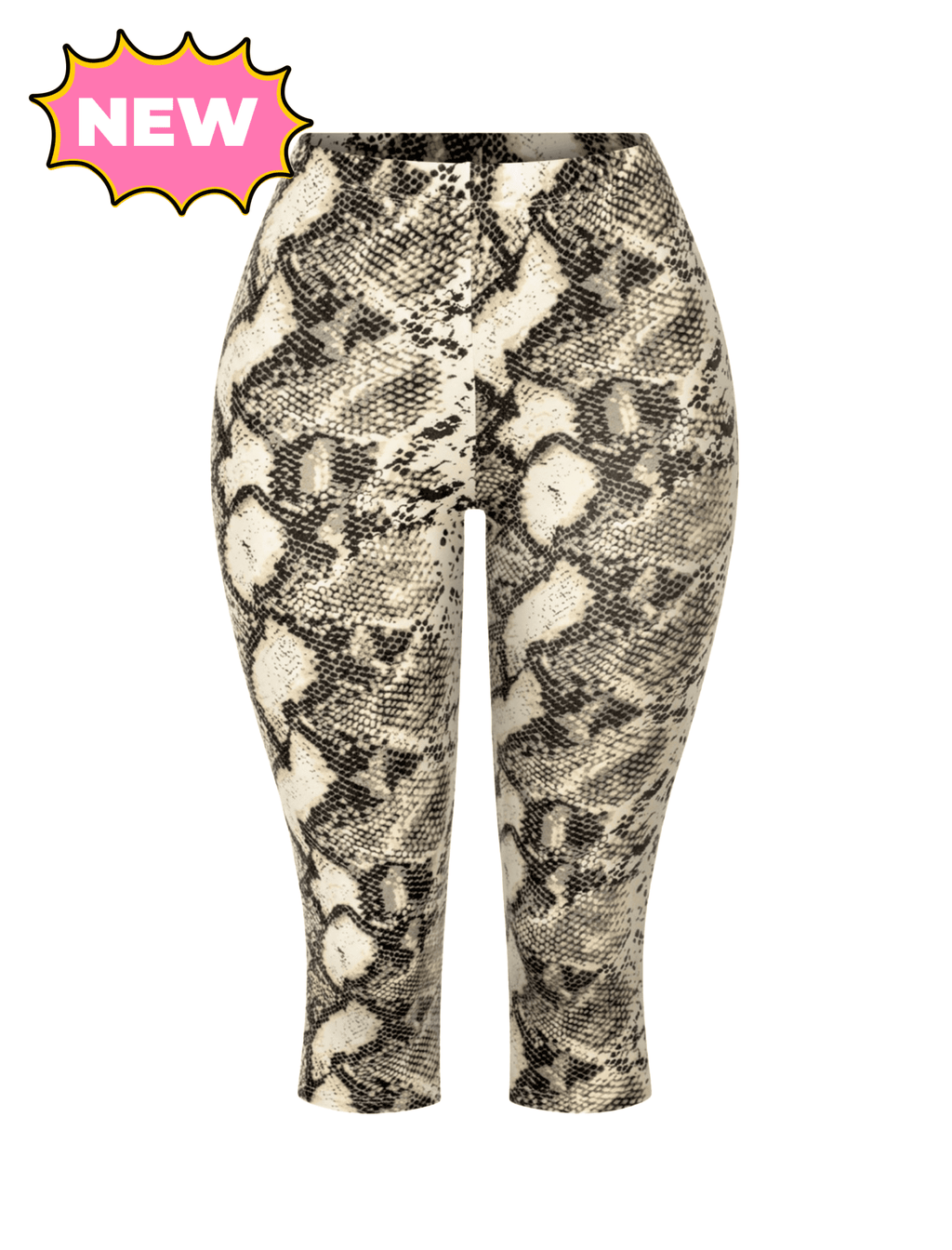 Cara Capri Leggings (Snake Print / Ivory)