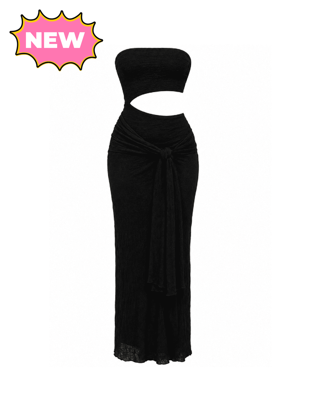 Ozuna Side Slit Tube Dress (Black)