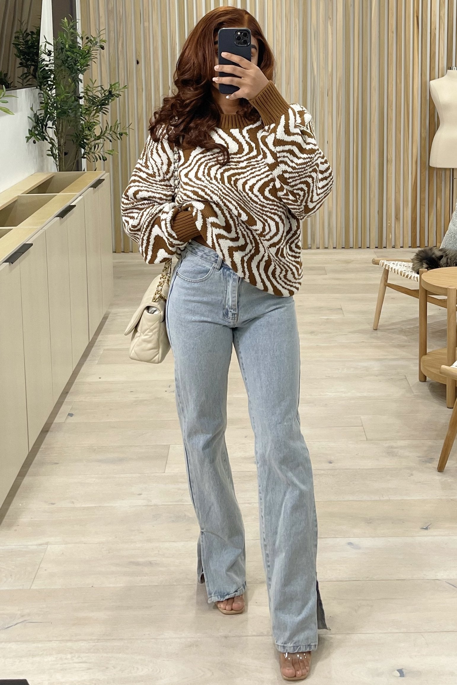 Marty Zebra Sweater (Brown/Cream)
