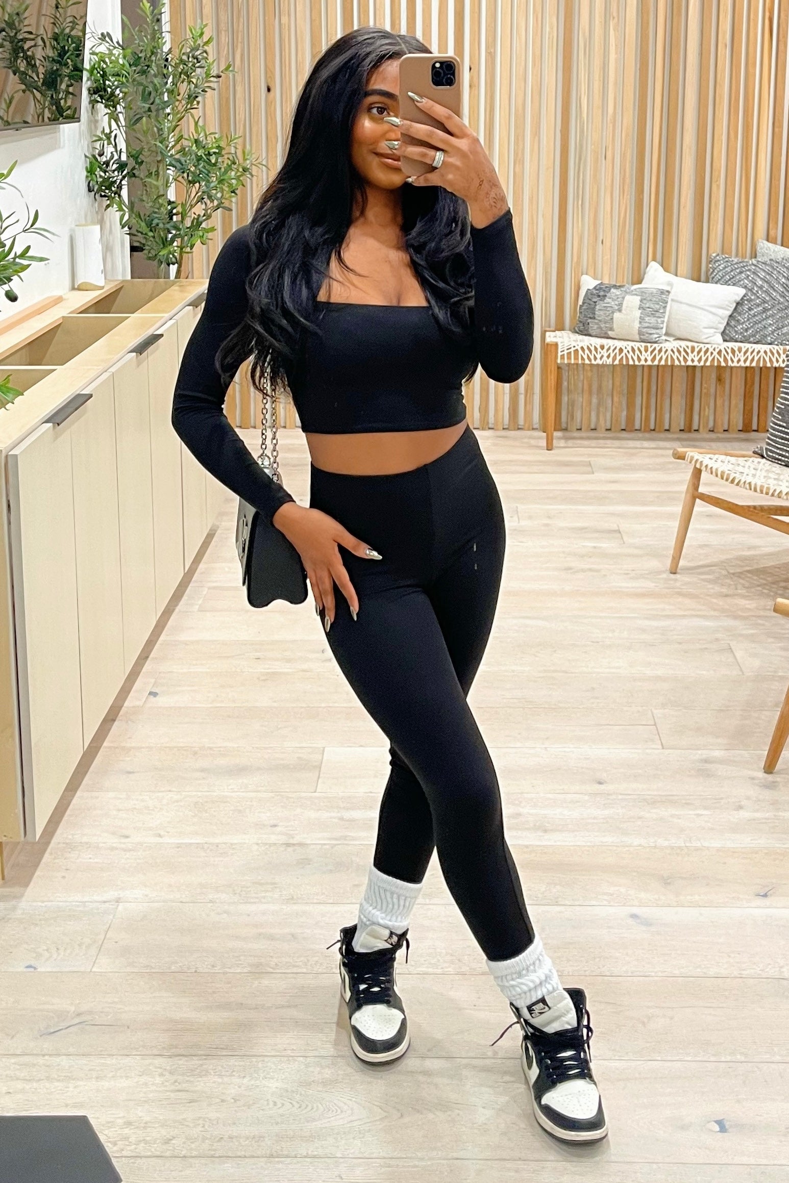 Koda Long Sleeve Crop Top Legging Set (black) – Shop Israella